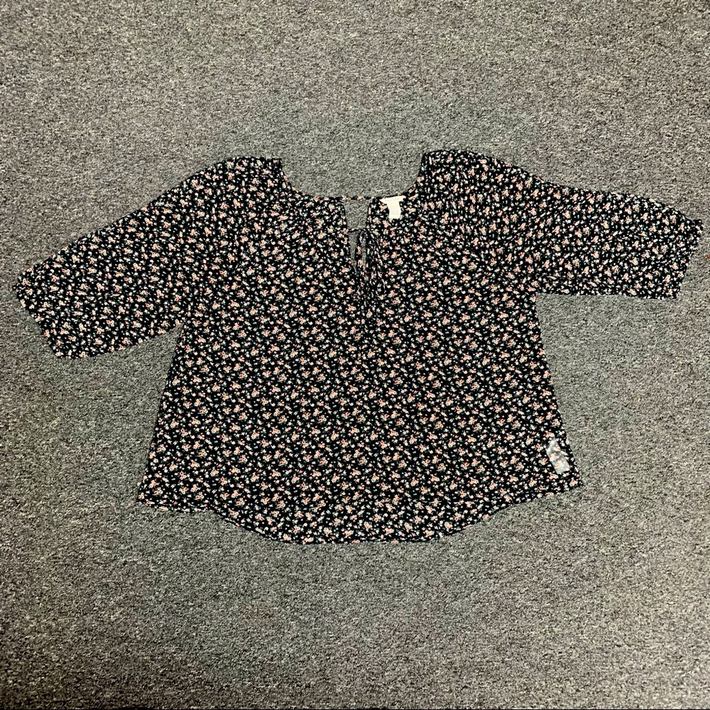 Floral Blouse With Cutout Details